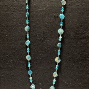 Blue Beaded Necklace 18 inches